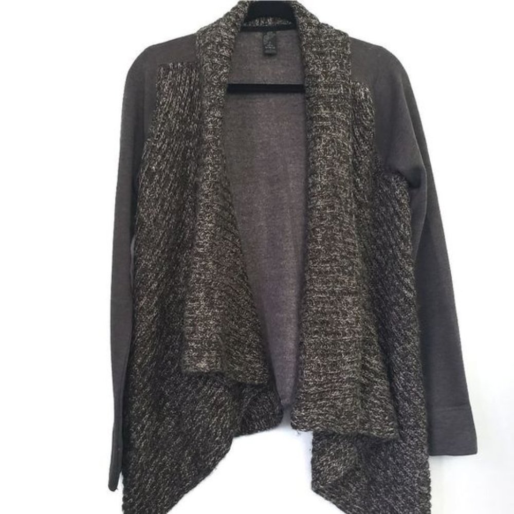 Prana Cozy Wrap Cardigan Grey Small Knit Fleece
